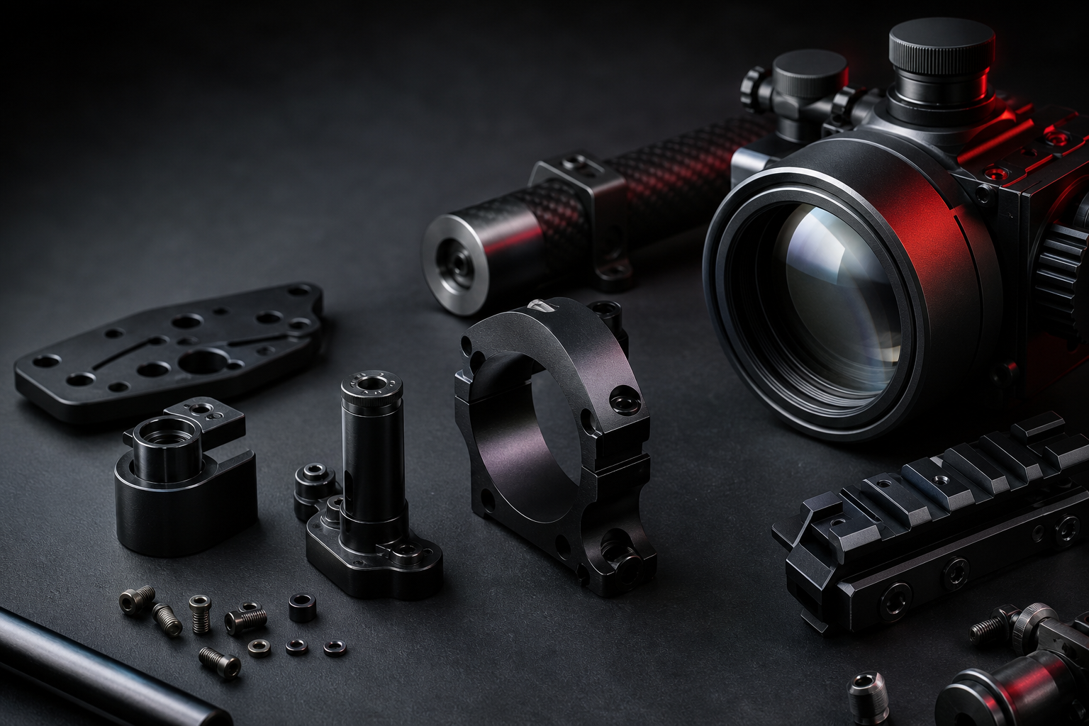 Precision optical components and mounting hardware